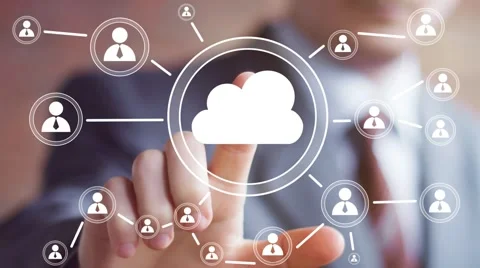 Businessman push web online button cloud icon Stock Footage 53188419