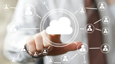 Businessman push web online button cloud Stock Footage 53193293