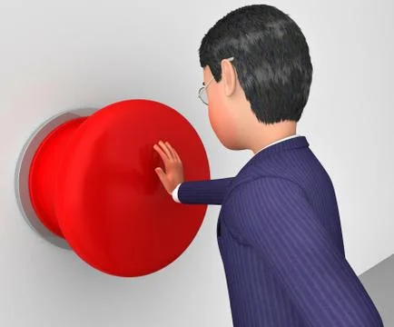 Businessman Pushes Button Represents Get Going And Activate Stock Illustration