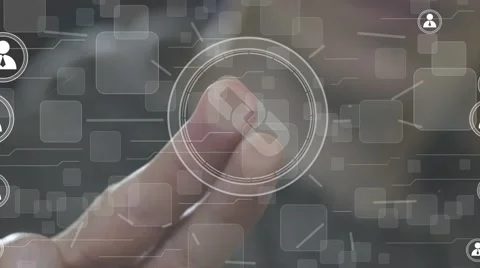 Businessman pushing button link network icon web Stock Footage 68021228