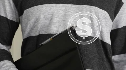 Businessman pushing button with web dollar icon sign Stock Footage 51803954