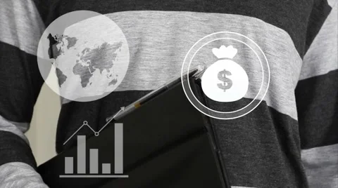 Businessman pushing button with web dollar sign diagram Stock Footage 51804075