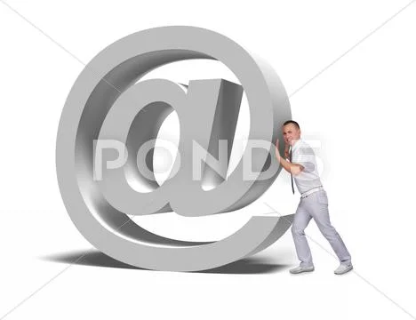 Businessman pushing email symbol Stock Photos