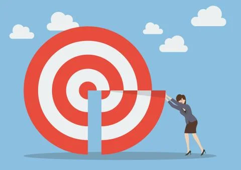 Businessman pushing missing piece in big target Stock Illustration