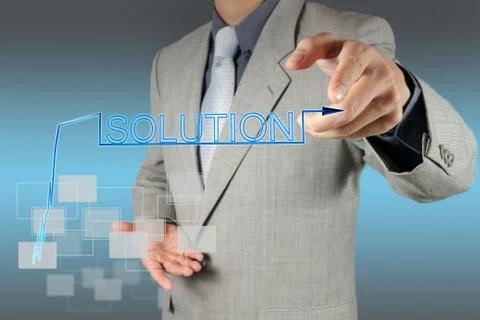 Businessman  pushing solution graph on a touch screen interface Stockillustratie