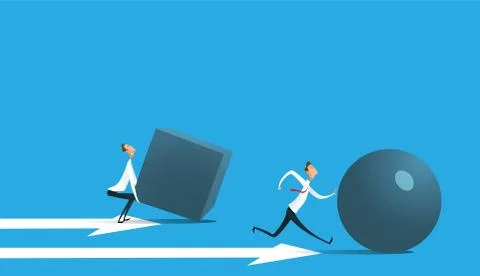 Businessman pushing sphere Stock Illustration