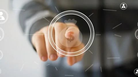 Businessman pushing virtual button with dollar icon web Stock Footage 52447444
