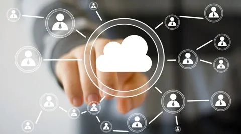 Businessman pushing web button cloud icon Stock Footage 51858983