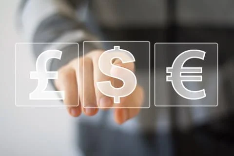 Businessman pushing web button with dollar icon Stock Photos
