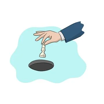 Businessman put the chess on the hole hand drawn illustration vector Stock Illustration