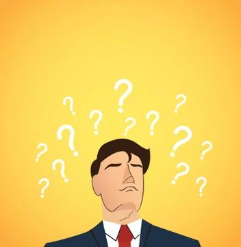 Businessman with the question mark. make decision concept Stock Illustration