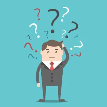 Businessman with question marks Stock Illustration
