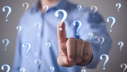 Businessman with question marks. Problem, Solution Stock Photos