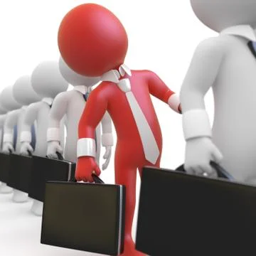 Businessman queuing with a briefcase in hand Stock Illustration