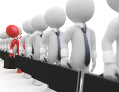 Businessman queuing with a briefcase in hand Stock Illustration