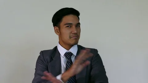 Businessman with raised hand making stop gesture sign Stock Footage 74548283