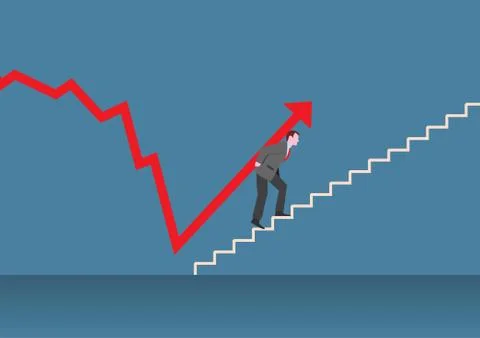 Businessman raises the chart. Stock Illustration