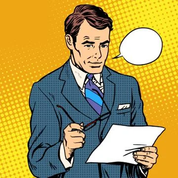 Businessman reading a document Illustration