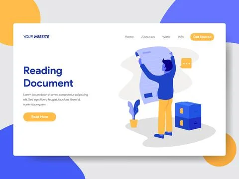 Businessman Reading Document Illustration For Web Pages Stock Illustration