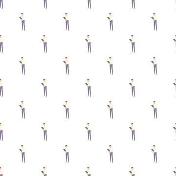Businessman reading document seamless pattern for background Stock Illustration