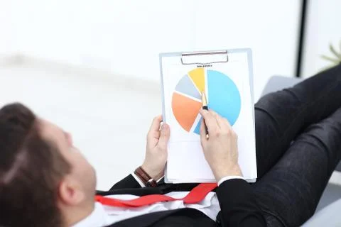 Businessman is reading documentation Foto stock