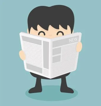 Businessman reading  newspaper.vector Stock Illustration