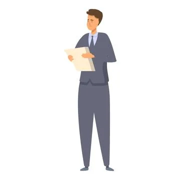 Businessman reading notes carefully while standing Stock Illustration