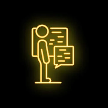 Businessman reading report with analytics neon sign vector design Stock Illustration