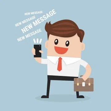 Businessman reading a text message Stock Illustration