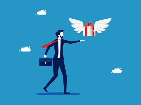 Businessman receiving a gift box. The concept of transporting happiness. vect Stock Illustration
