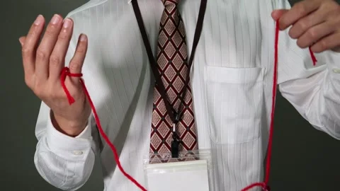 A businessman with a red thread of fate Stock Footage 336588592