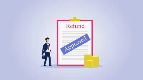 Businessman with refund document and approved stamp Stock Footage 160099155