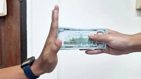 Businessman refusing money Stock Footage 288975609