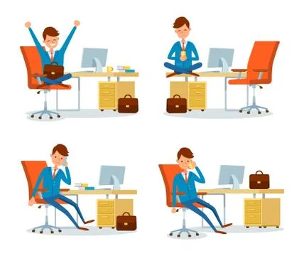 Businessman Relaxing by Drinking Tea by Table イラスト素材