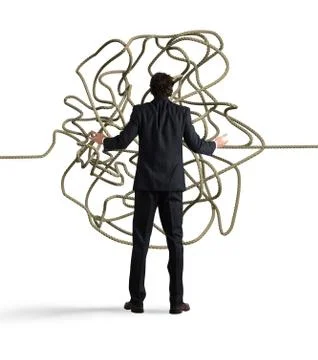 Businessman resolves the tangle 스톡 사진