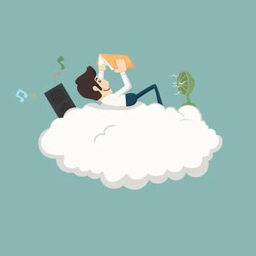 Businessman resting on a cloud Stock Illustration