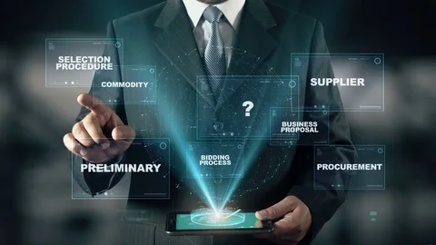 Businessman with RFP Request For Proposal hologram concept Stock Footage 74752646