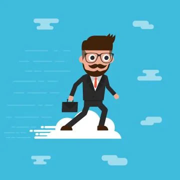 Businessman ride cloud Illustration