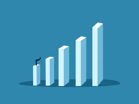Businessman on a rising bar chart Stock Illustration