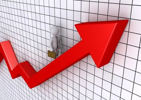 Businessman on a rising graph Stock Illustration