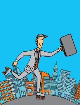 Businessman rolling with copyspace Stock Illustration
