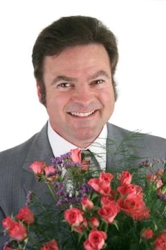 Businessman With Roses Closeup Stock Photos