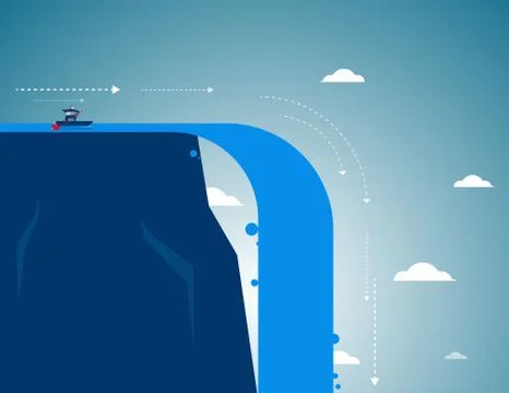 Businessman rowing on falling Stock Illustration