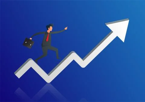 Businessman run on chart graph line to goal to achieve success. leadership. M Stock Illustration