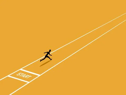 Businessman run quickly from the start Stock Illustration