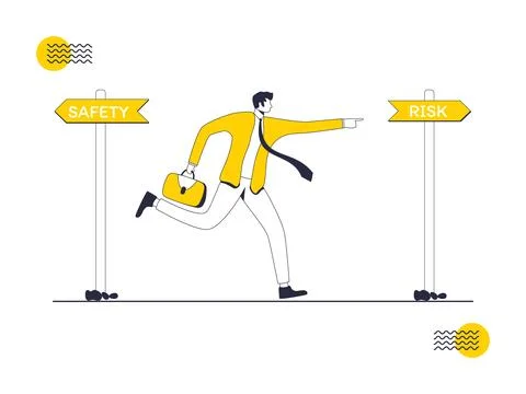 Businessman run to take action by heading towards risk Stock Illustration