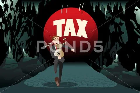 Businessman Running Away from Tax Stock Illustration