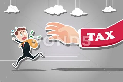 Businessman Running Away from Tax Stock Illustration