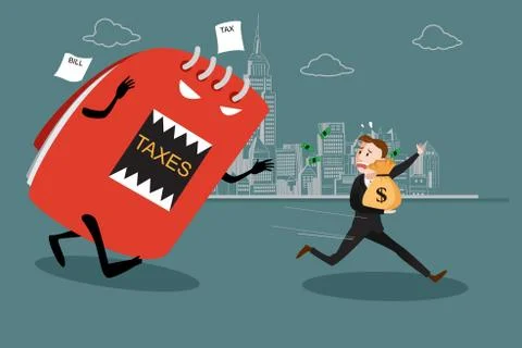 Businessman Running Away from Tax Stock Illustration