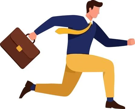 Businessman running with briefcase, dynamic movement, business concept illu.. Stock-Illustration